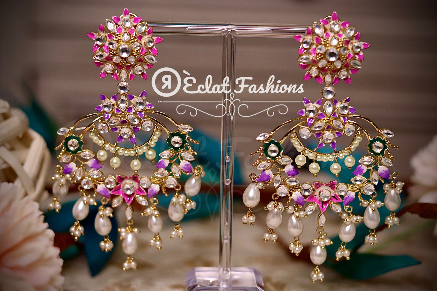 Keyli Foiled Kundan Earrings