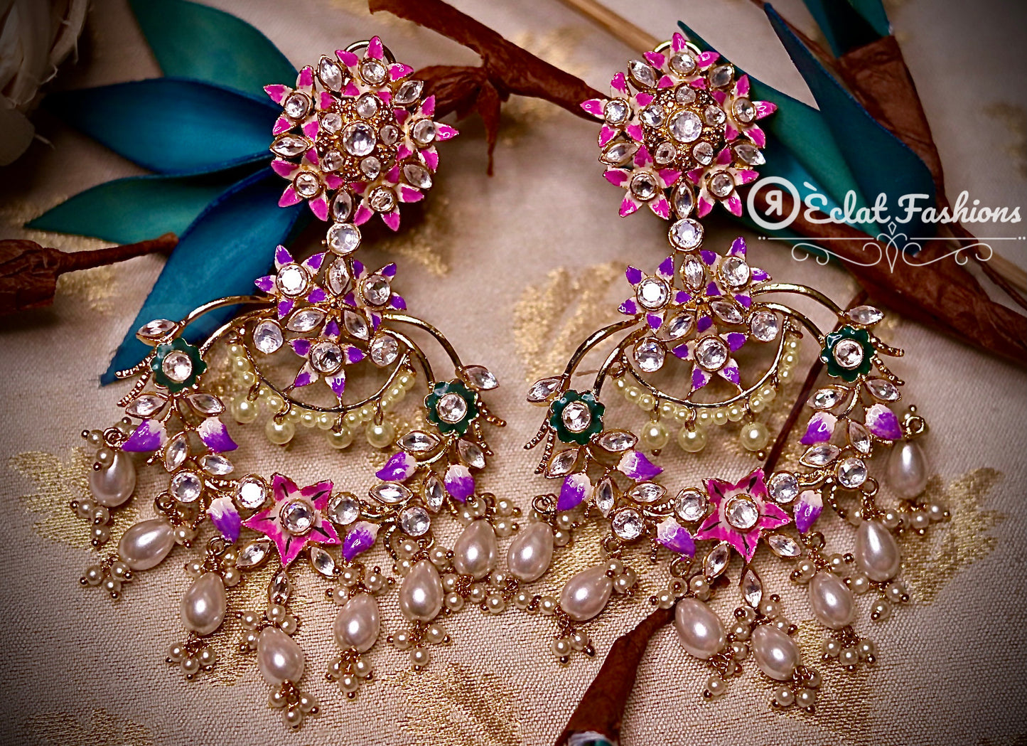 Keyli Foiled Kundan Earrings