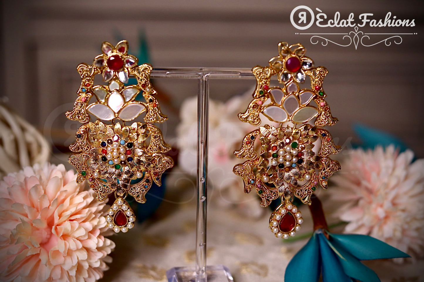 Meena Navratan Earrings