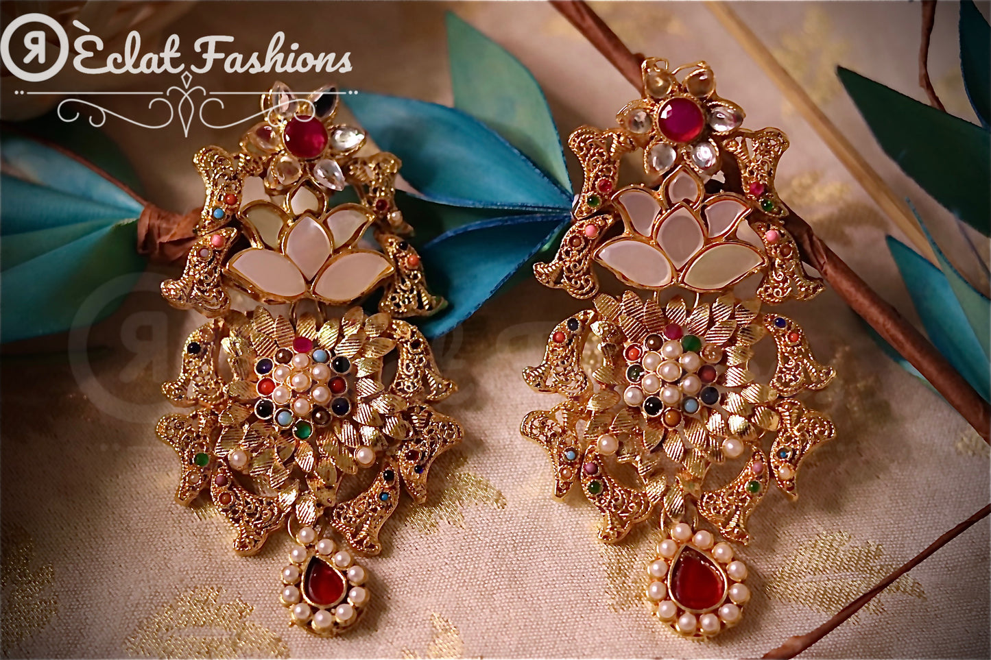 Meena Navratan Earrings